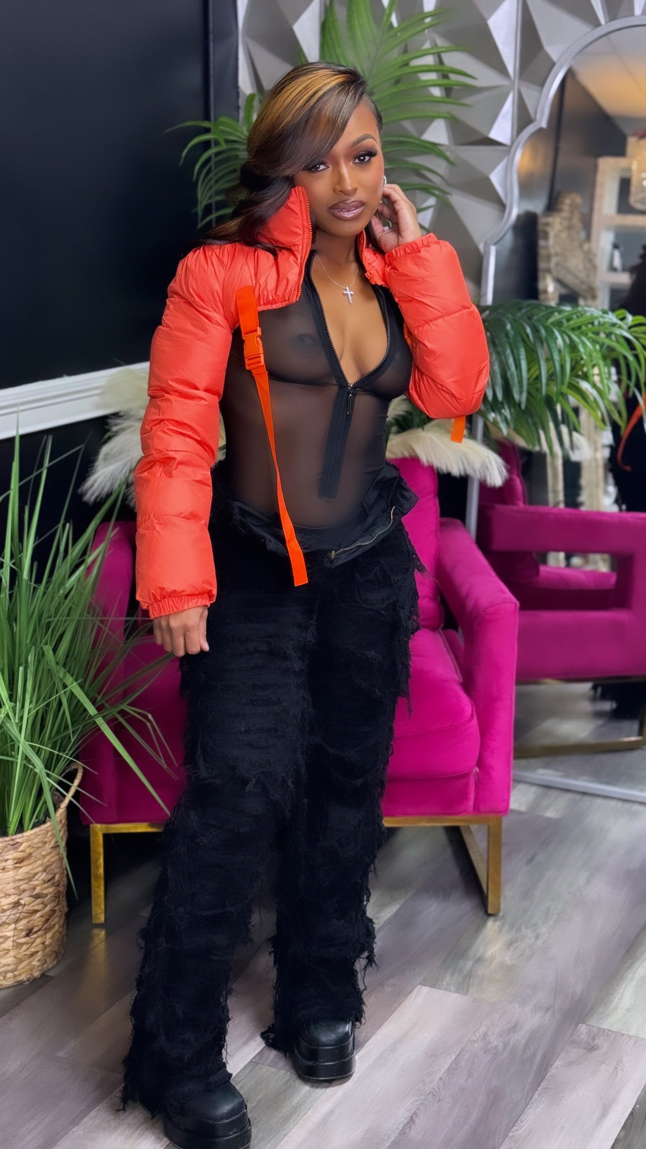 Orange crop Puffer Jacket